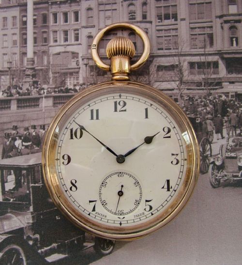 Vintage 1920s Swiss Gold Filled Pocket Watch
