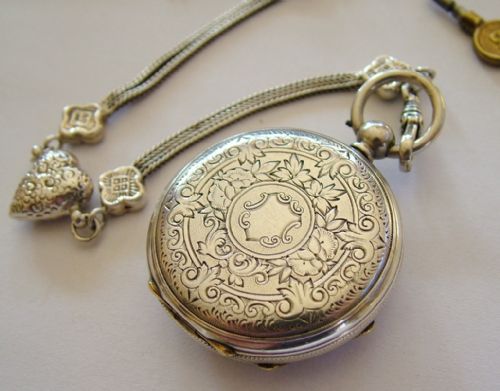 fig 2. Lady's antique fob watch with later chain