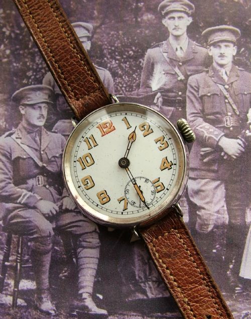 Large Gents Silver Trench Watch, Ww1, 1917