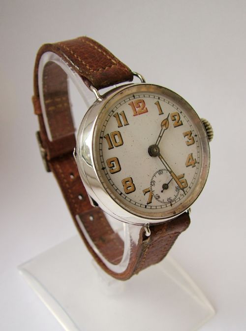 fig 2. Large gents silver trench watch, WW1, 1917