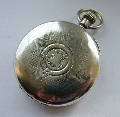fig 1. Antique 1919 Syren silver pocket watch