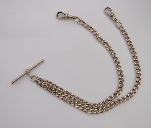 Antique 1912 Silver Double Pocket Watch Chain