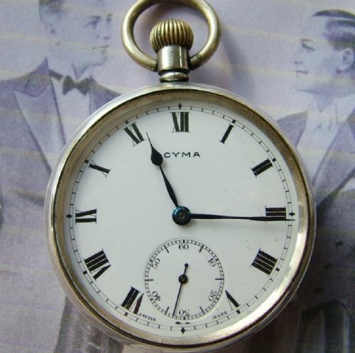 Vintage Cyma Admiral Silver Pocket Watch, 1931