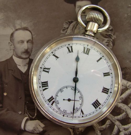 Antique Silver Syren Pocket Watch, 1919