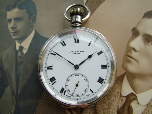J W Benson Silver Pocket Watch, 1937