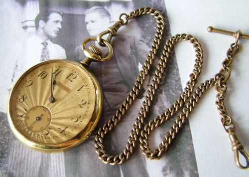 Art Deco Tièga Pocket Watch with Chain