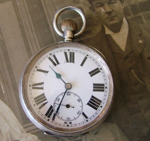 Antique 1918 Silver Pocket Watch