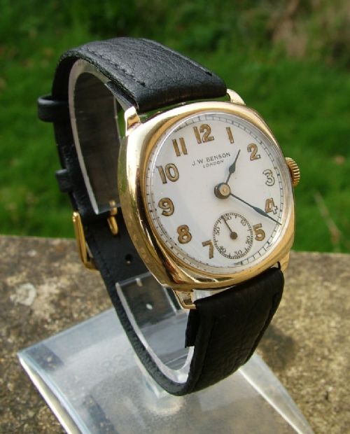 fig 1. J W Benson 9ct gold wrist watch, 1944