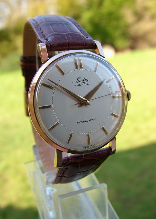fig 1. Gents 1950s Lindex hand winding wrist watch