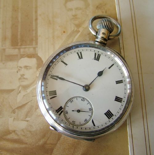 Antique English 1908 Silver Pocket Watch