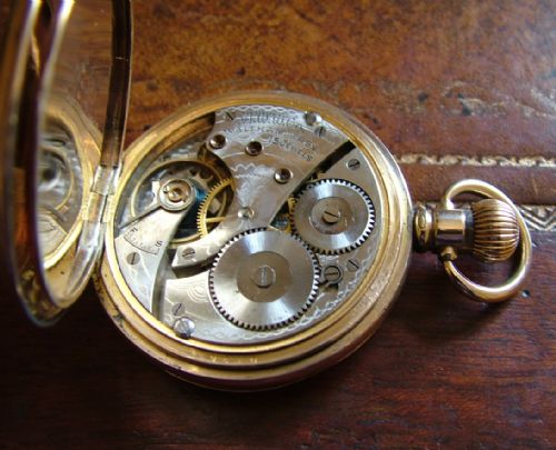 fig 1. Antique Waltham full hunter pocket watch, 1919