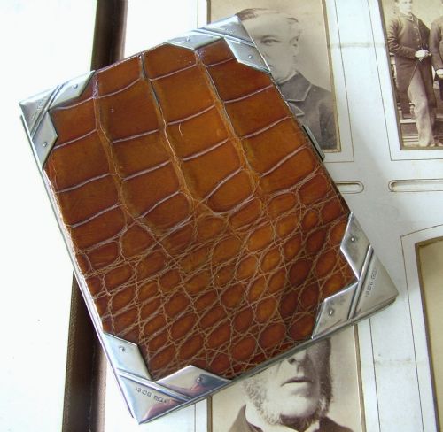 Antique Crocodile Skin and Silver Purse Wallet