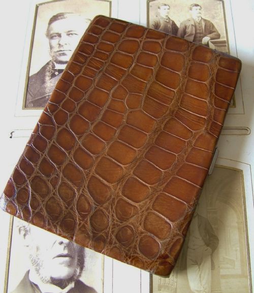 fig 1. Antique crocodile skin and silver purse wallet