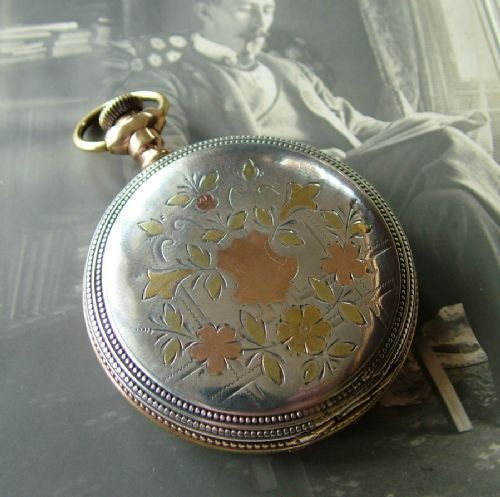 fig 1. Antique Elgin silver full hunter pocket watch