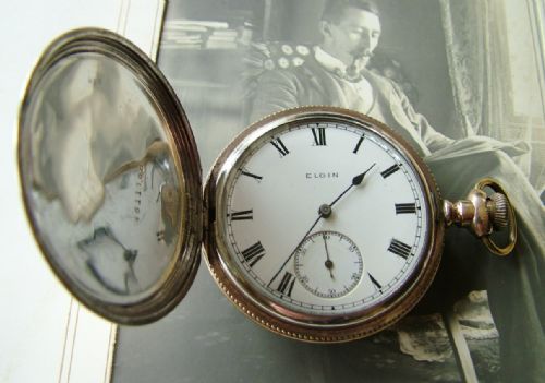 fig 2. Antique Elgin silver full hunter pocket watch