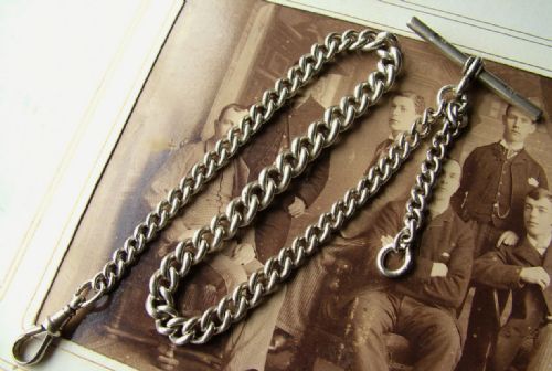 English Antique Silver Pocket Watch Chain