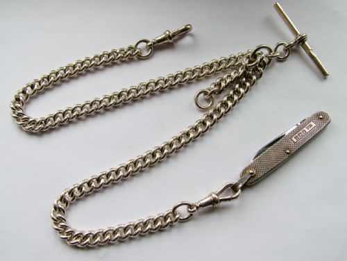 Antique Silver Double Watch Chain