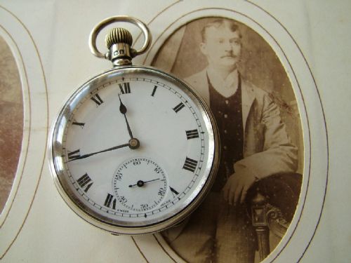 Vintage Silver Pocket Watch, 1929