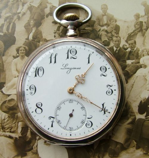 Antique Longines Niello Cased Pocket Watch, 1913