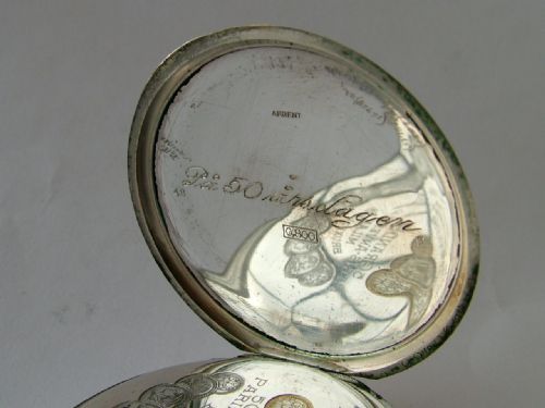 fig 3. Antique Longines niello cased pocket watch, 1913