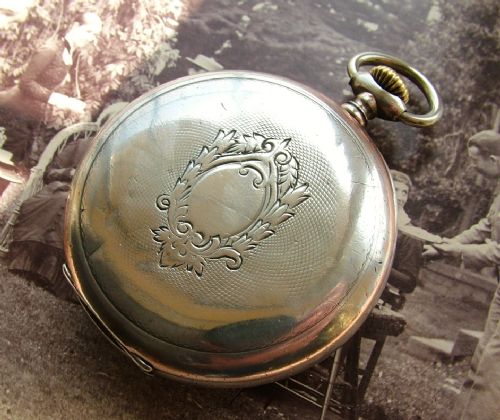 fig 1. Antique silver Omega pocket watch, circa 1916