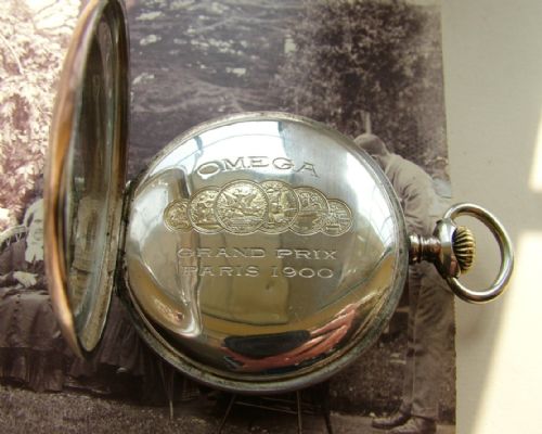 fig 2. Antique silver Omega pocket watch, circa 1916