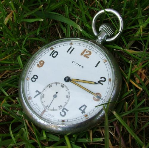 1940s Ww2 Cyma Gstp Stem Winding Pocket Watch