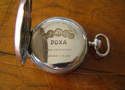 fig 2. Antique .800 silver Doxa stem winding pocket watch