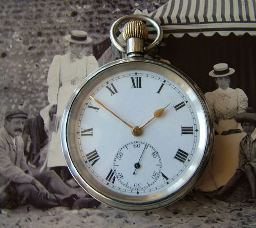 Antique Silver Buren Pocket Watch, 1918