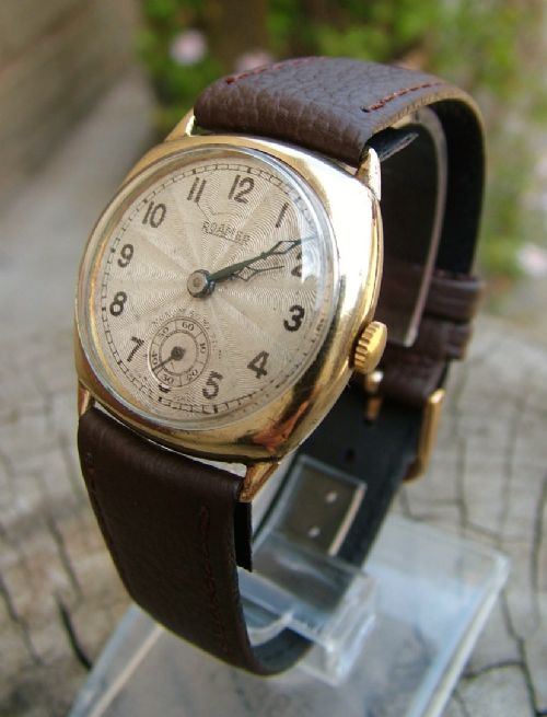fig 1. Gents 1920s Roamer cushion cased wrist watch