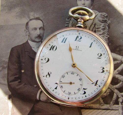 Antique Silver Omega Pocket Watch, Circa 1916