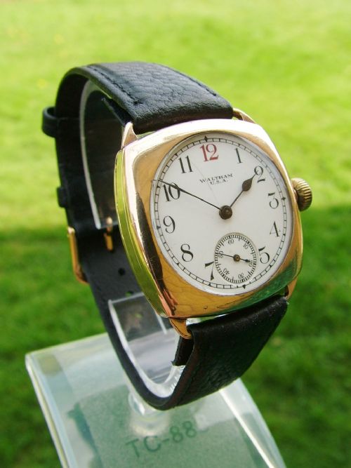fig 2. Gents 1930s Waltham cushion cased wrist watch