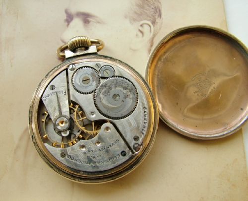 fig 2. 1938 Elgin 10k rolled gold pocket watch