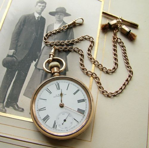 Antique Waltham Bond St Pocket Watch & Chain