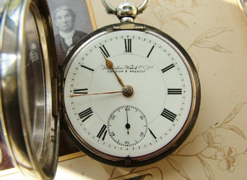 fig 1. Antique Lancashire Watch Co silver pocket watch