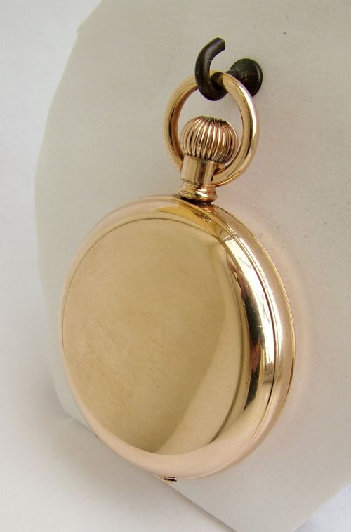 fig 1. Antique 1907 14 ct gold filled Waltham full hunter pocket watch.