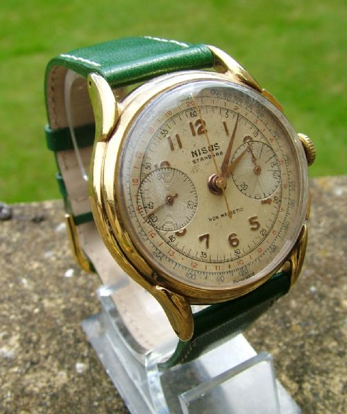 Gents 1940s Nisus Standard Chronograph Wrist Watch
