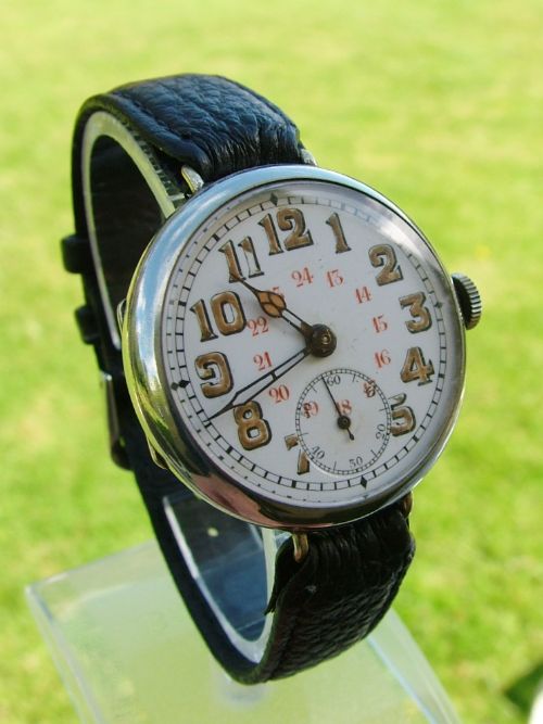 fig 1. Gents antique trench with 24 hour dial