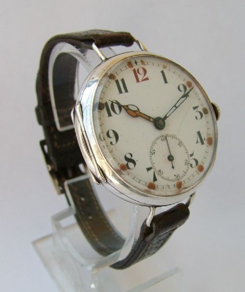 fig 1. Antique gents silver watch with orig. strap, 1912