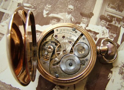 fig 1. Antique Waltham full hunter pocket watch