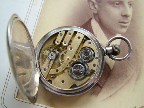 fig 1. 1918 silver full hunter pocket watch