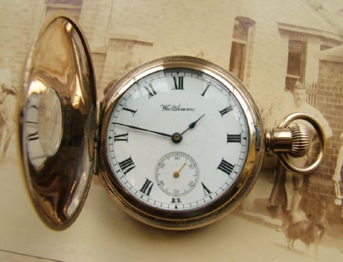 fig 1. Small antique Waltham half hunter pocket watch