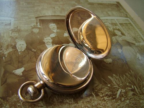fig 1. Antique Waltham open faced pocket watch, 1919