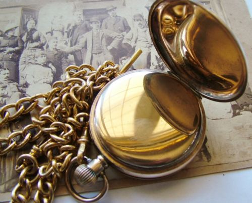 fig 2. 1920s Waltham full hunter pocket watch and chain