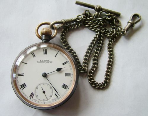 Antique Omega Gun Metal Pocket Watch, Circa 1910s