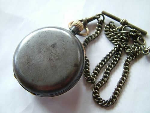 fig 1. Antique Omega gun metal pocket watch, circa 1910s