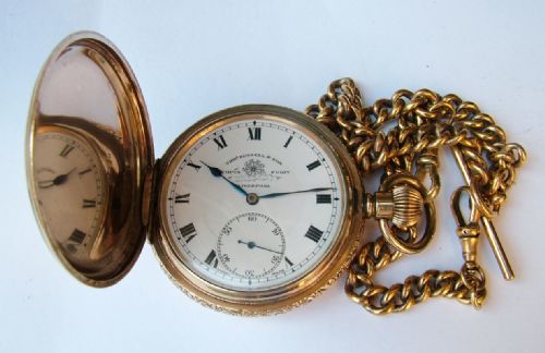 Thomas Russell Full Hunter Pocket Watch and Chain