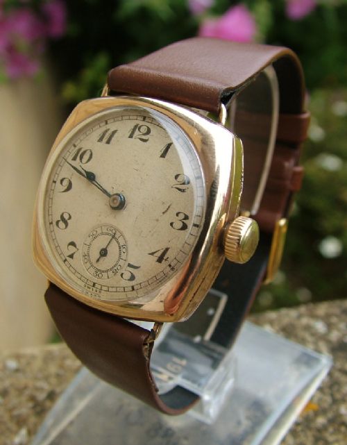 fig 1. Gents 1920s Tavannes cushion cased wrist watch