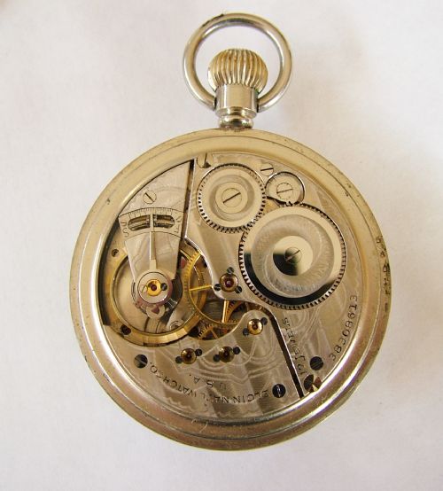 fig 2. Vintage 1939 Elgin stem winding pocket watch.