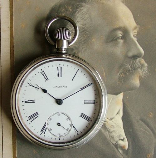 Antique 1902 Silver Waltham Traveler Pocket Watch.